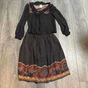 Vintage 70’s 2-Piece Tattoo Skirt & Blouse Set Size 5